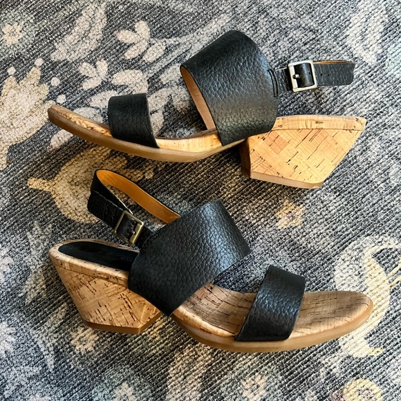 Kork-Ease Korks Vienna Black Leather Slingback Buckle Cork Sandals - Picture 6 of 7